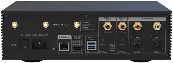 EVERSOLO DMP-A6 - Préamplificateur et streamer Haute-Fidélité connectiques